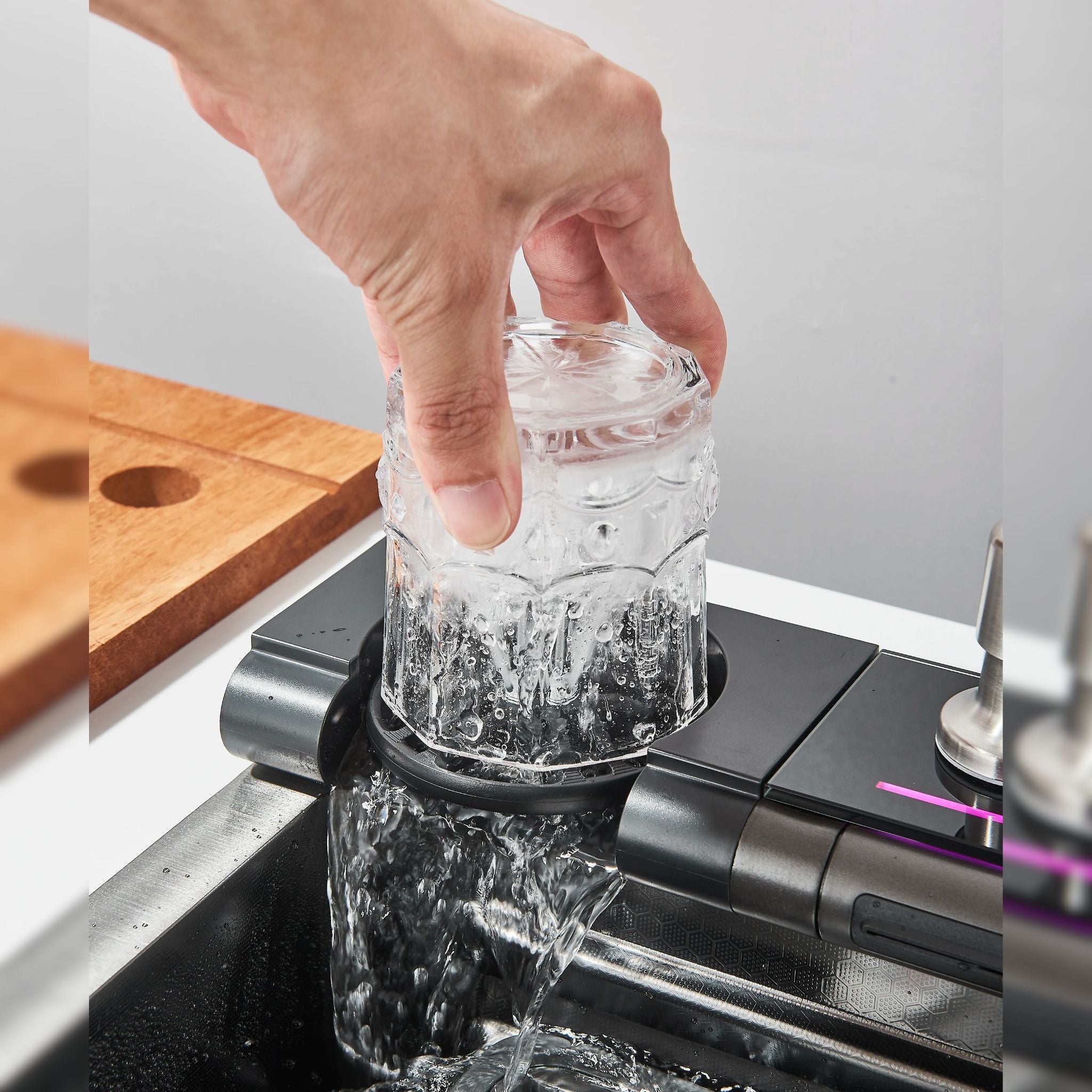 Évier de Cuisine Multifonction Inox Noir avec Cascade et Affichage Numérique