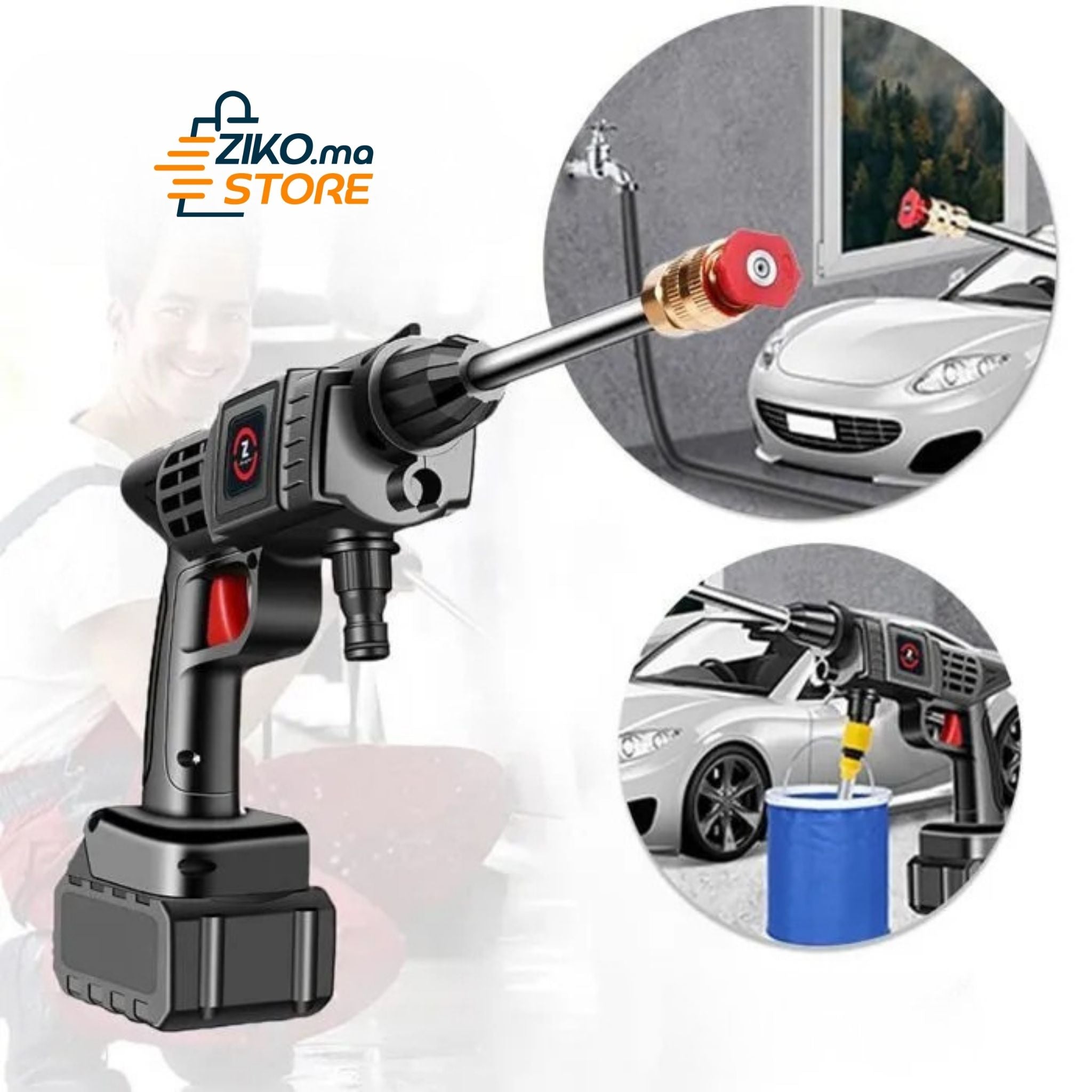 Nettoyeur Haute Pression sans Fil, avec 2 Batteries 48V et Buse 3-en-1